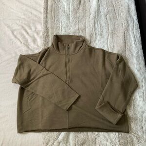 Aerie Olive Green Half-Zip Sweatshirt